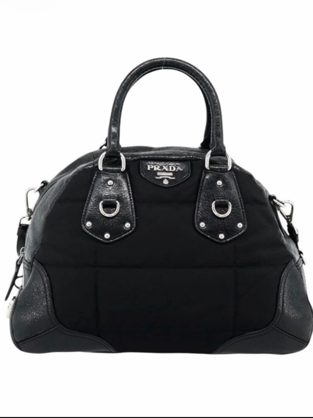 Prada⭐️Black Quilted Nylon 2-WAY crossbody/with Silver hardware. LIKE NEW!